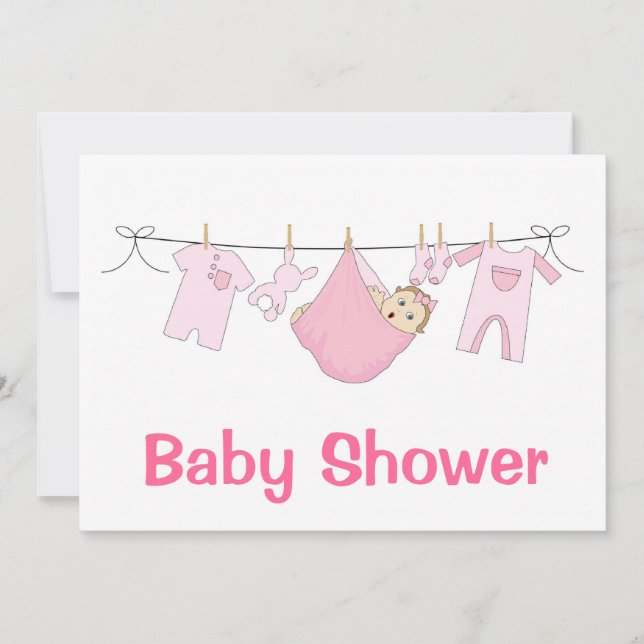 Invitation Baby shower rose (Devant)