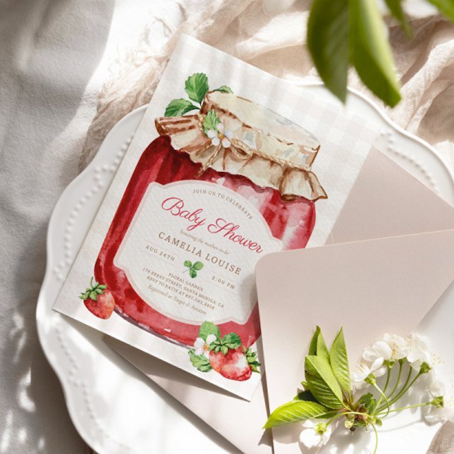 Invitation Baby shower rose à la confiture de fraise Berry Sw (Créateur téléchargé)