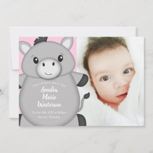 Invitation Baby shower rose âne