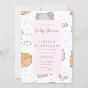 Invitation Baby shower rose animal de la Jungle Safari modifi