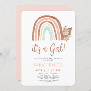 Invitation Baby shower rose arc en ciel