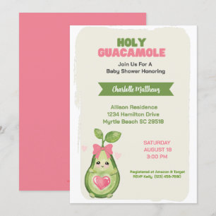 Invitation Baby shower rose Avocado Saint-Guacamole
