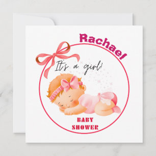 Invitation Baby shower rose, Baby Girl Douche