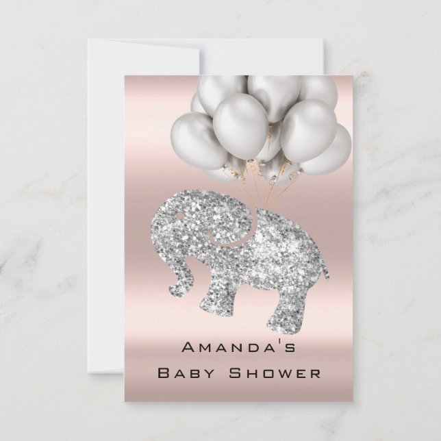 Invitation Baby shower Rose Balloon Elephant Girl Garçon Arge (Dos)