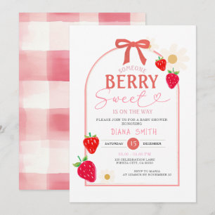 Invitation Baby shower rose Berry doux