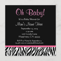 Baby shower rose blanc noir d'impression de zèbre