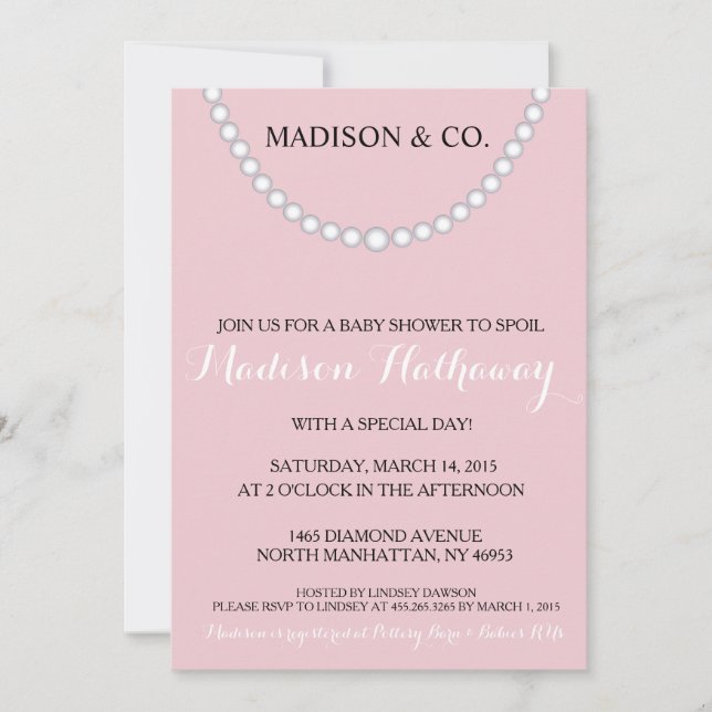 Invitation Baby shower rose Bow (Devant)