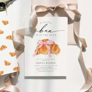 Invitation Baby shower Rose Bow Croissant