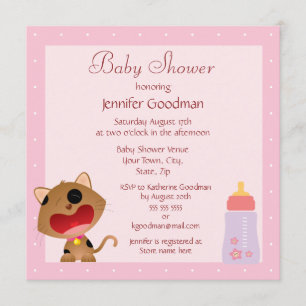 Invitation Baby shower rose cerf-volant mignon