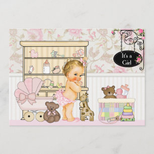Invitation Baby shower rose Chic Baby Girl Shabby