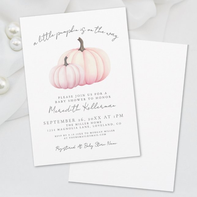 Invitation Baby Shower Rose Citrouille (Pink Pumpkin Baby Shower Invitation)