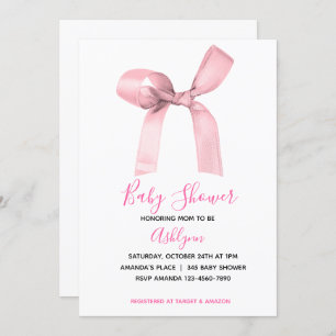 Invitation Baby shower rose Coquette Bow