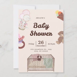 Invitation Baby shower rose Cute et élégant