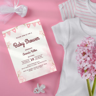 Invitation Baby shower Rose Cute Star
