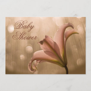 Invitation Baby shower rose de Bokeh de lis