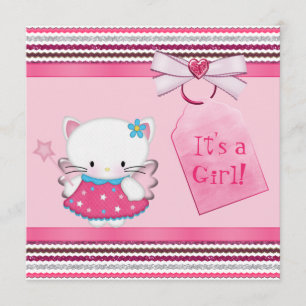 Invitation Baby shower rose de chatte fée