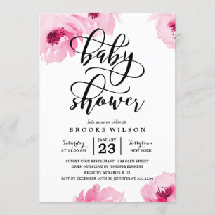 Invitation Baby shower Rose de couleur rose