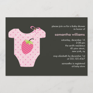 Invitation Baby shower rose de fille d'équipement de fraise