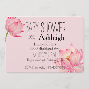 Invitation Baby shower rose de fleur de Lotus