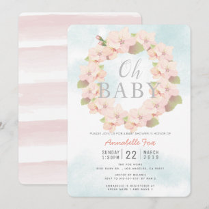 Invitation Baby shower rose de guirlande de fleurs de