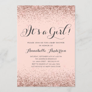 Invitation Baby shower Rose de la Parties scintillant d'or Co