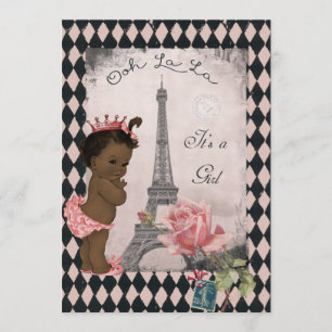 Invitation Baby shower Rose de la Tour Eiffel