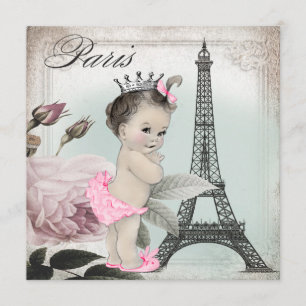 Invitation Baby shower rose de Paris de tour de cru