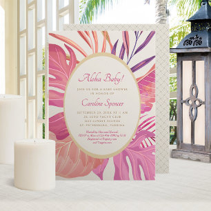 Invitation Baby shower rose de plage tropical