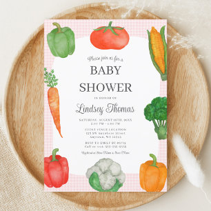 Invitation Baby shower rose du marché agricole