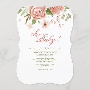 Invitation Baby shower Rose Dusty