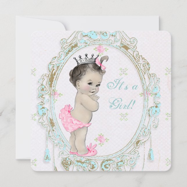 Invitation Baby Shower Rose Élégant (Devant)
