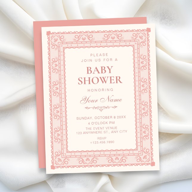 Invitation Baby shower rose élégant (Créateur téléchargé)