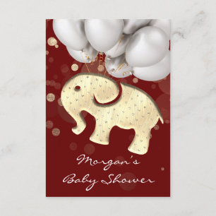 Invitation Baby shower rose Eléphant Gold Ballon Bourgogne