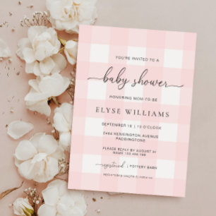 Invitation Baby shower rose En vichy