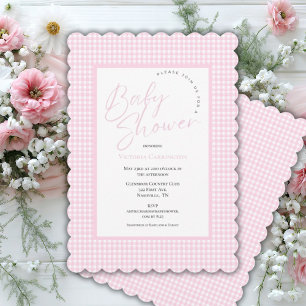 Invitation Baby shower rose En vichy