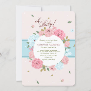 Invitation Baby shower rose et bleu