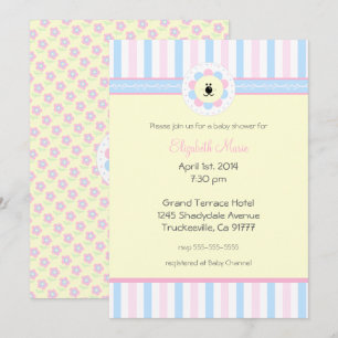 Invitation Baby shower rose et bleu