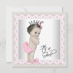 Invitation Baby-shower rose et crème