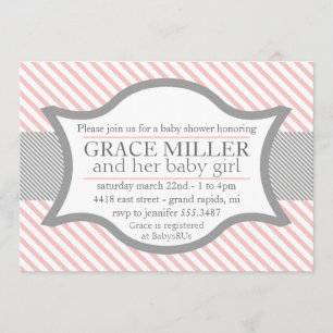 Invitation Baby shower rose et gris