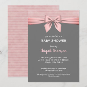 Invitation Baby shower rose et gris de cou