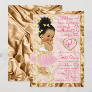 Invitation Baby shower rose et or
