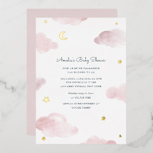 Invitation Baby shower rose et or Foil Sweet Dream
