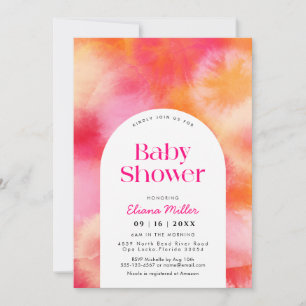 Invitation Baby shower rose et orange moderne