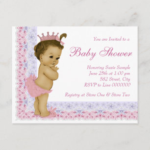 Invitation Baby shower rose et violet pour bébé doux