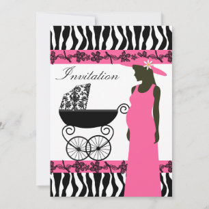 Invitation Baby shower rose et zèbre