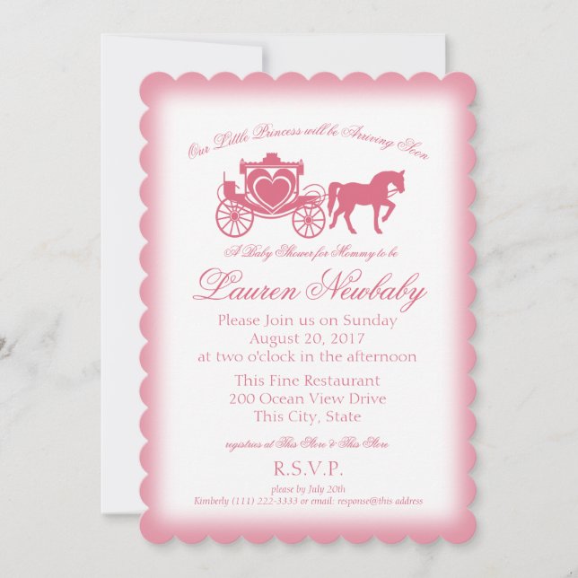 Invitation Baby shower rose Fairytale (Devant)