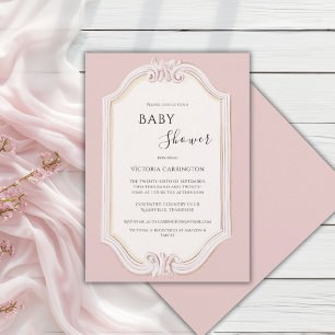 Invitation Baby Shower Rose Fantaisiste Vintage