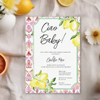 Invitation Baby shower rose Fille Citron Italienne