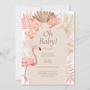 Invitation Baby shower rose flamand