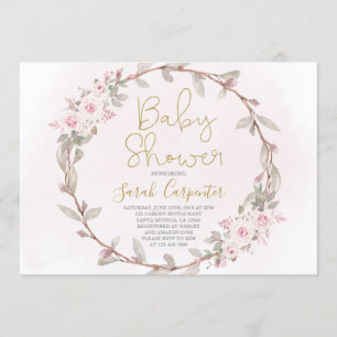 Invitation baby shower rose floral